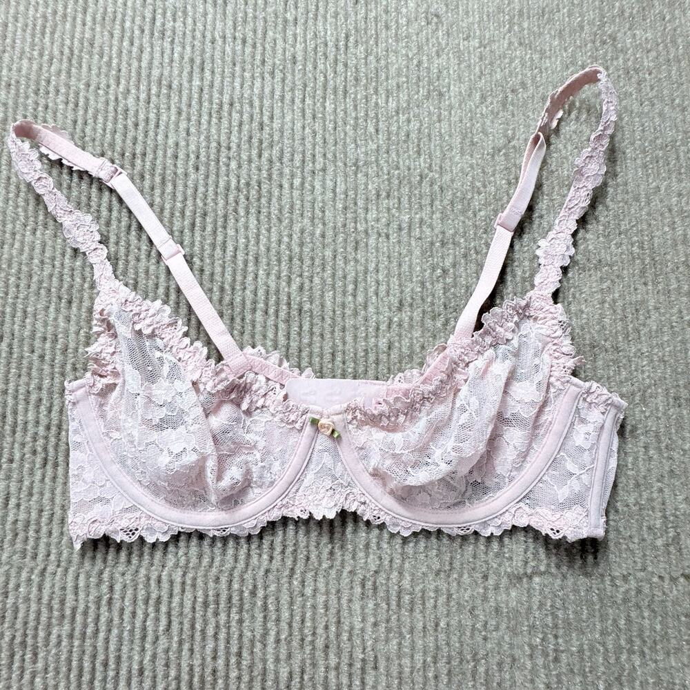 SKIMS Stretch Lace Unlined Demi Bra in Baby Pink, 36B